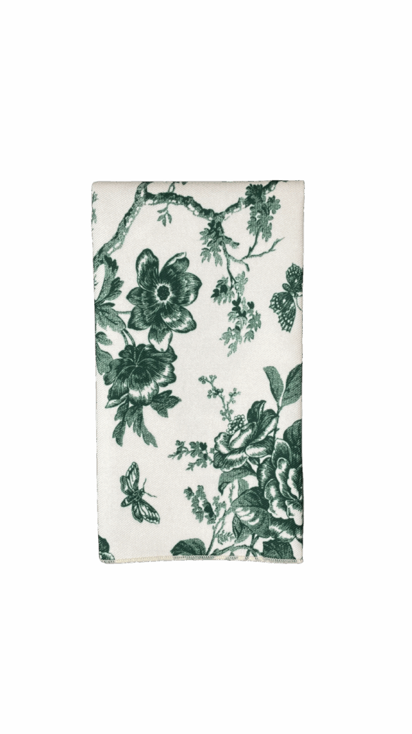Dark Olive Floral Toile Napkin