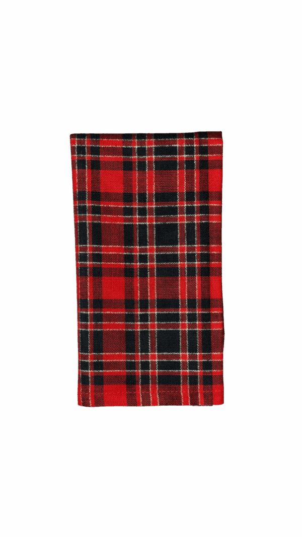 Red and Black Shimmer Plaid Napkin