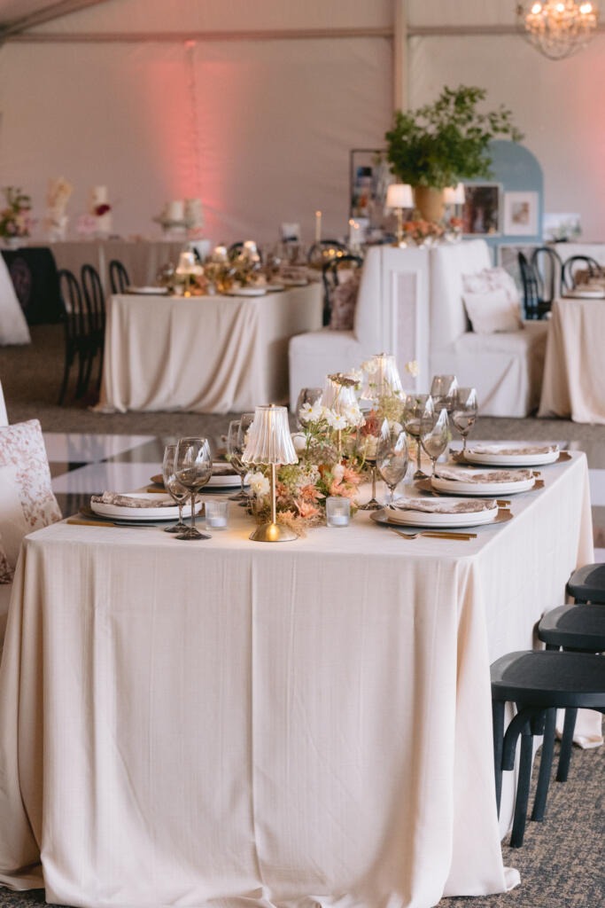 table chair rental Houston wedding reception setup at Houston Botanic Garden