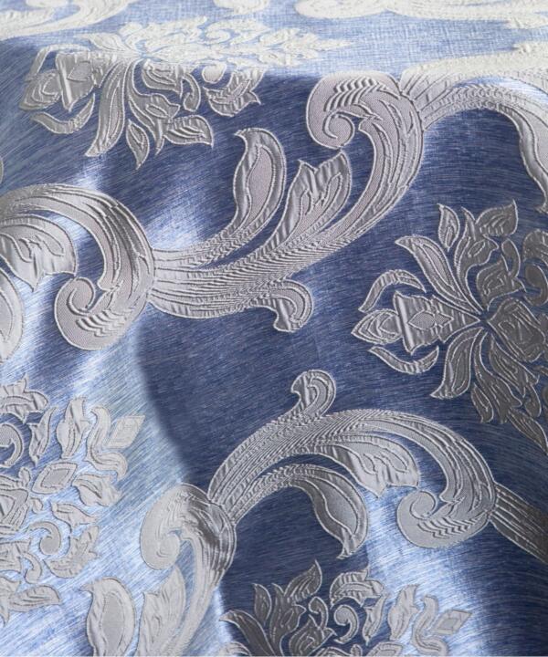 Charlotte Damask Tablecloth: Blue/ Silver
