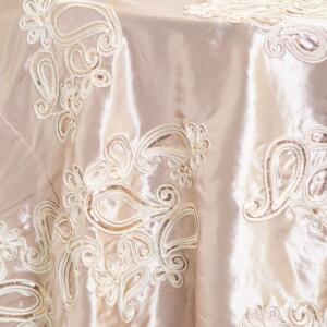 Paisley Sequin Taffeta Tablecloth: Champagne