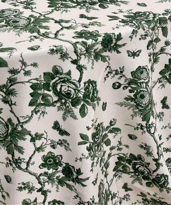 Floral Toile Tablecloth: Dark Olive