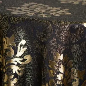 Empress Damask Tablecloth: Gold/ Black (Reverse Side)