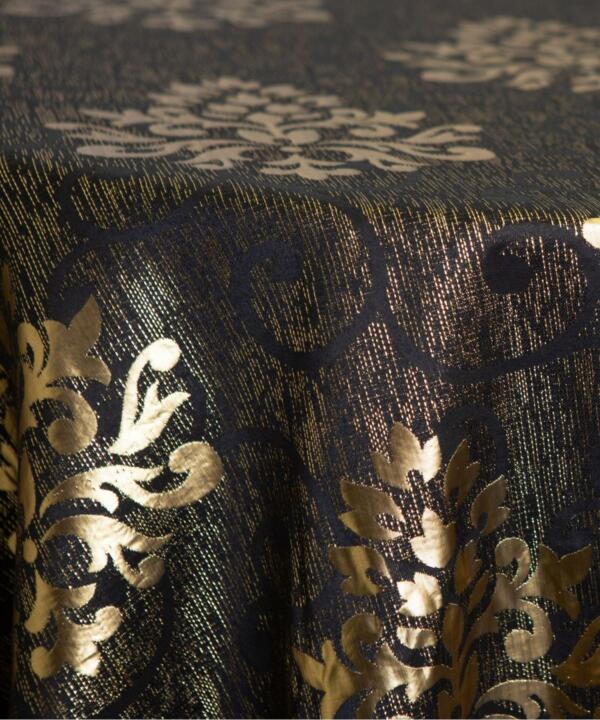 Empress Damask Tablecloth: Gold/ Black (Reverse Side)