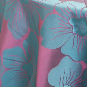 Hibiscus Tablecloth: Teal/ Hot Pink (Hot Pink Side)