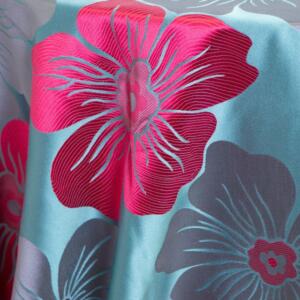 Hibiscus Tablecloth: Hot Pink/ Teal (Teal Side)