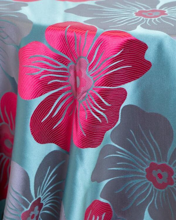 Hibiscus Tablecloth: Hot Pink/ Teal (Teal Side)