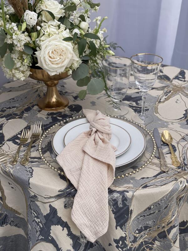 Magnolia Tablecloth: Slate Blue - Image 2