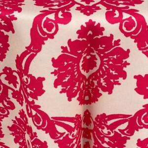 Mia Tablecloth: Ivory/ Pink
