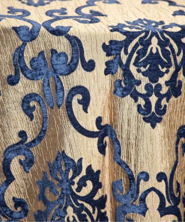Grace Tablecloth: Navy/ Champagne/ Gold (reverse side)