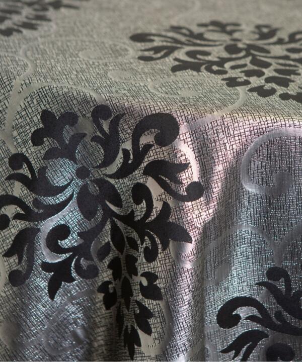 Empress Damask Tablecloth: Silver/ Black