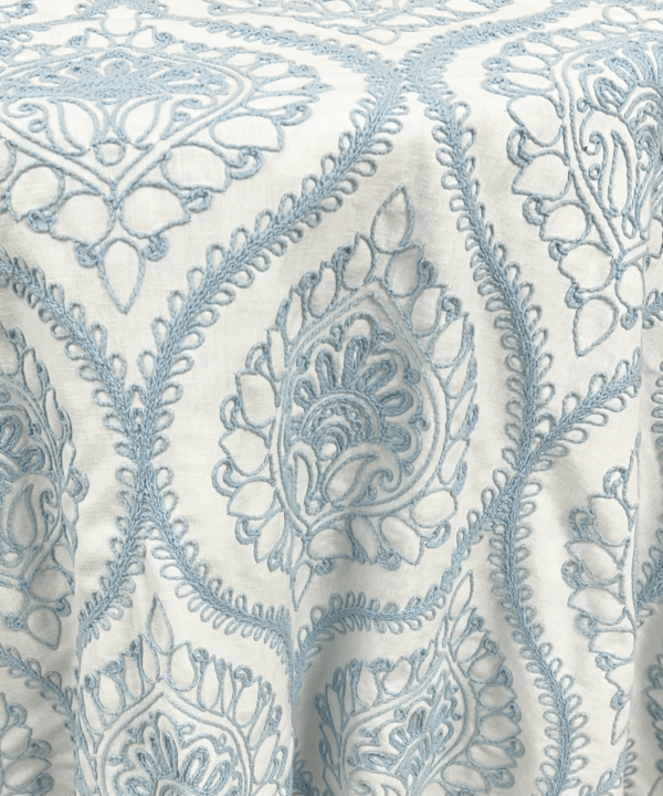 Embroidered Chanel Tablecloth: Sky Blue