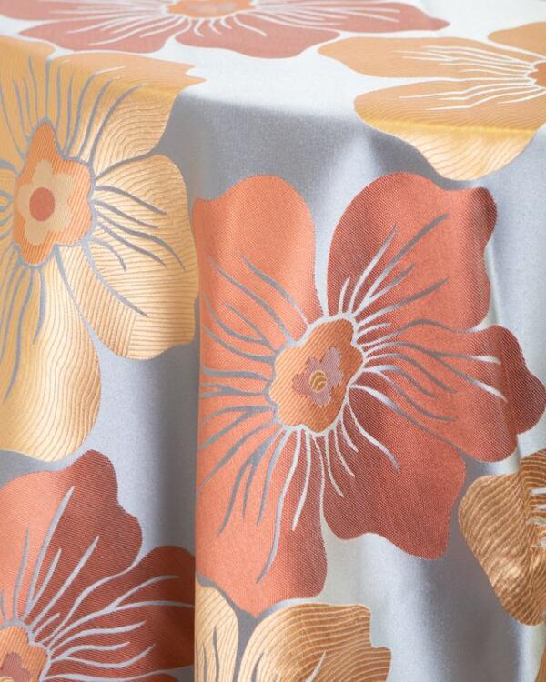 Hibiscus Tablecloth: Coral/ Slate