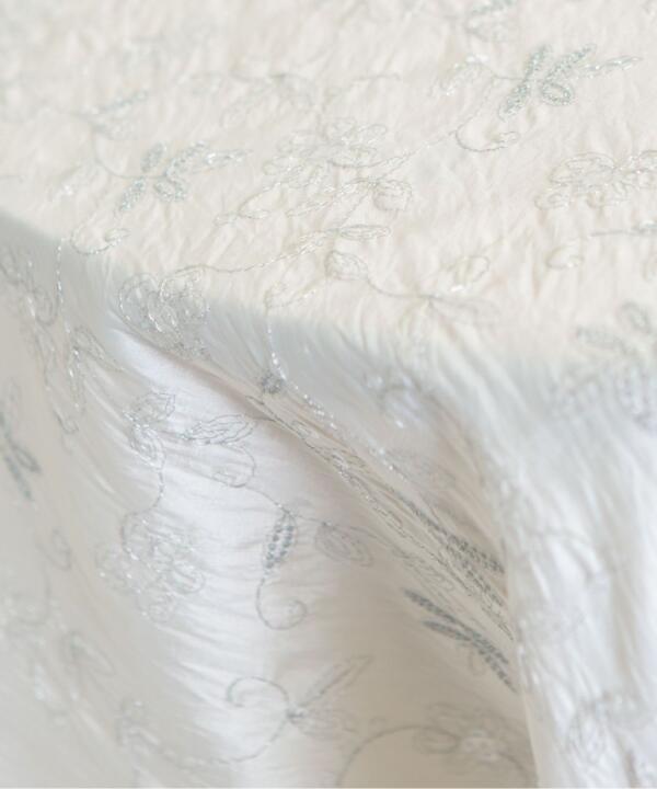 Taffeta Tablecloth: Ivory with Silver Embroidered Dragonfly