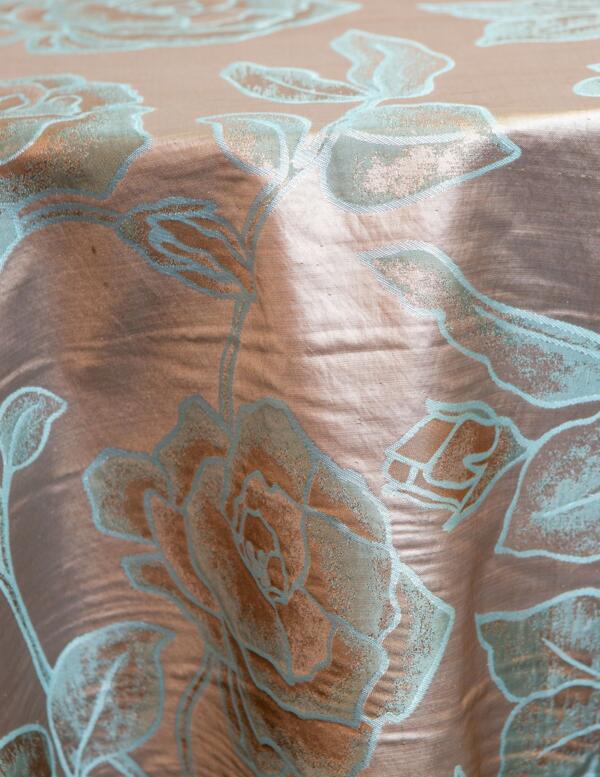 Roses Point Tablecloth: Aqua (Reverse Side)