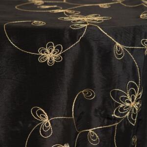 Taffeta Tablecloth: Black/ Gold Floral