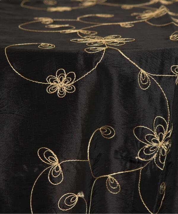 Taffeta Tablecloth: Black/ Gold Floral