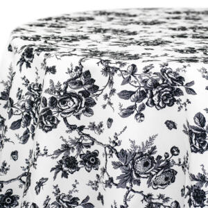 Floral Toile Tablecloth: Black & White