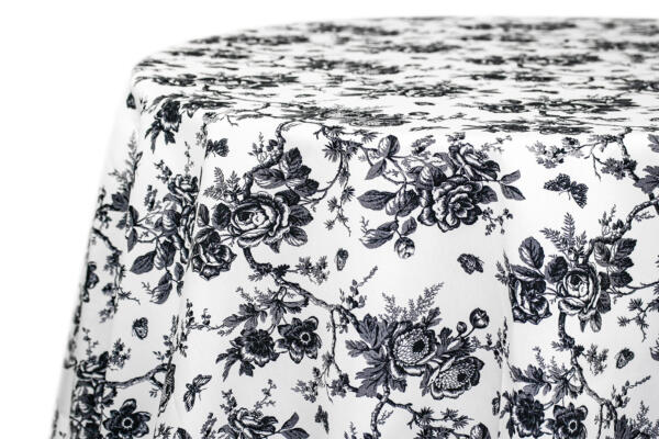 Floral Toile Tablecloth: Black & White
