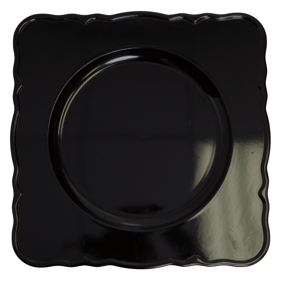 Acrylic Charger: Black Square Scalloped