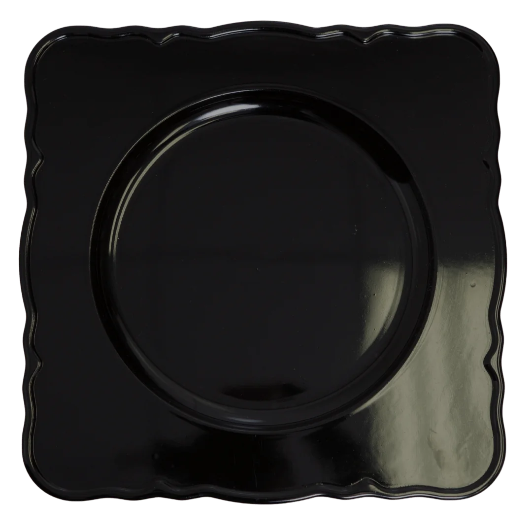 Acrylic Charger: Black Square Scalloped