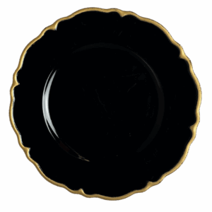 Acrylic Charger: Black & Gold Scalloped Edge