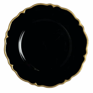Acrylic Charger: Black & Gold Scalloped Edge