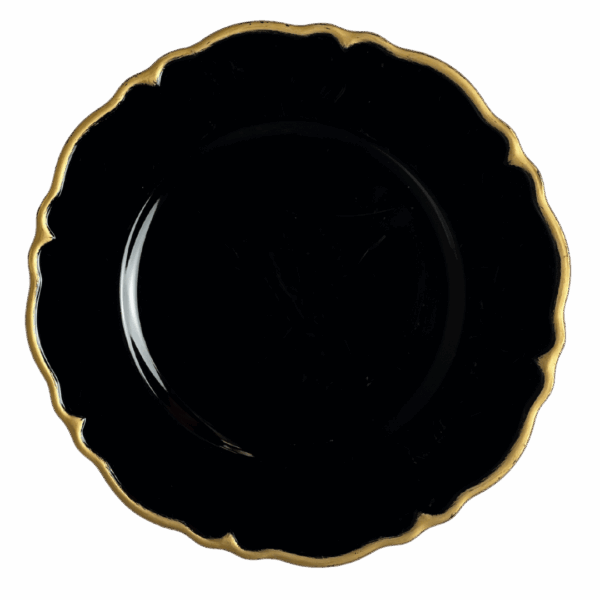 Acrylic Charger: Black & Gold Scalloped Edge