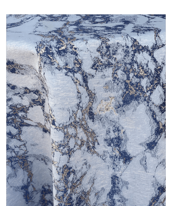 Marble Dazzle Tablecloth: Blue/ Gold