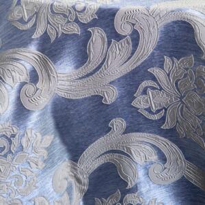Charlotte Damask Tablecloth: Blue & Silver