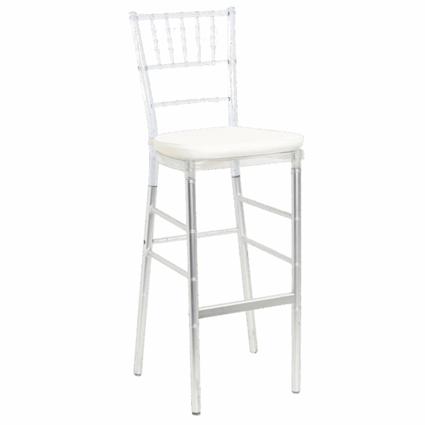 Chiavari Bar Stool: Clear (Silver Legs)