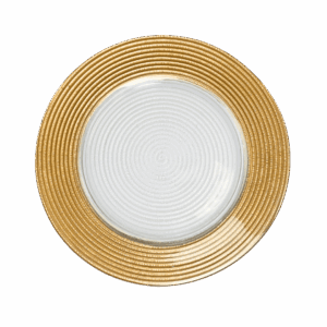 Glass Charger: Thick Gold Band (Ribbed)