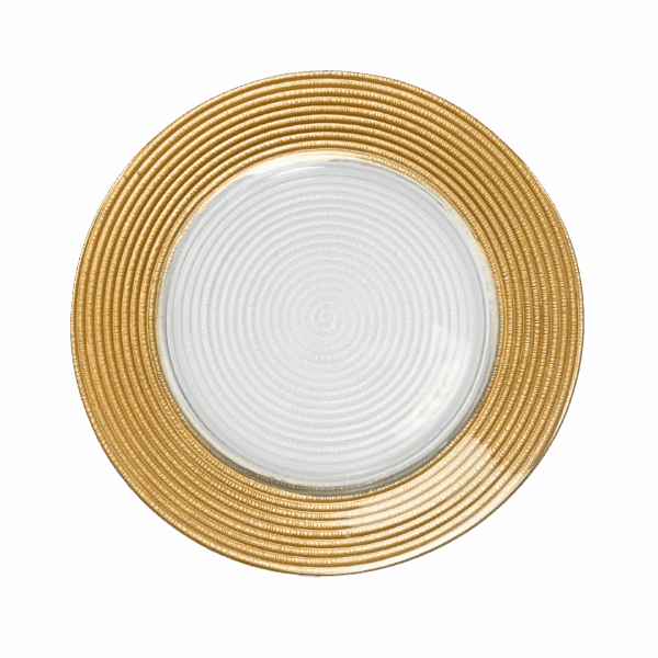 Glass Charger: Thick Gold Band (Ribbed)