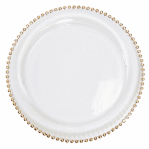 Glass Charger: Gold Beaded