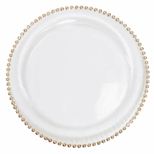 Glass Charger: Gold Beaded