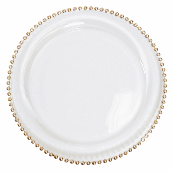 Glass Charger: Gold Beaded