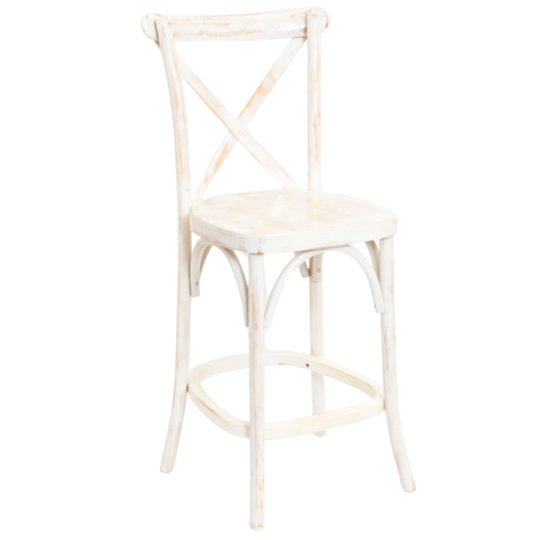 X-Back Bar Stool: Lime Washed