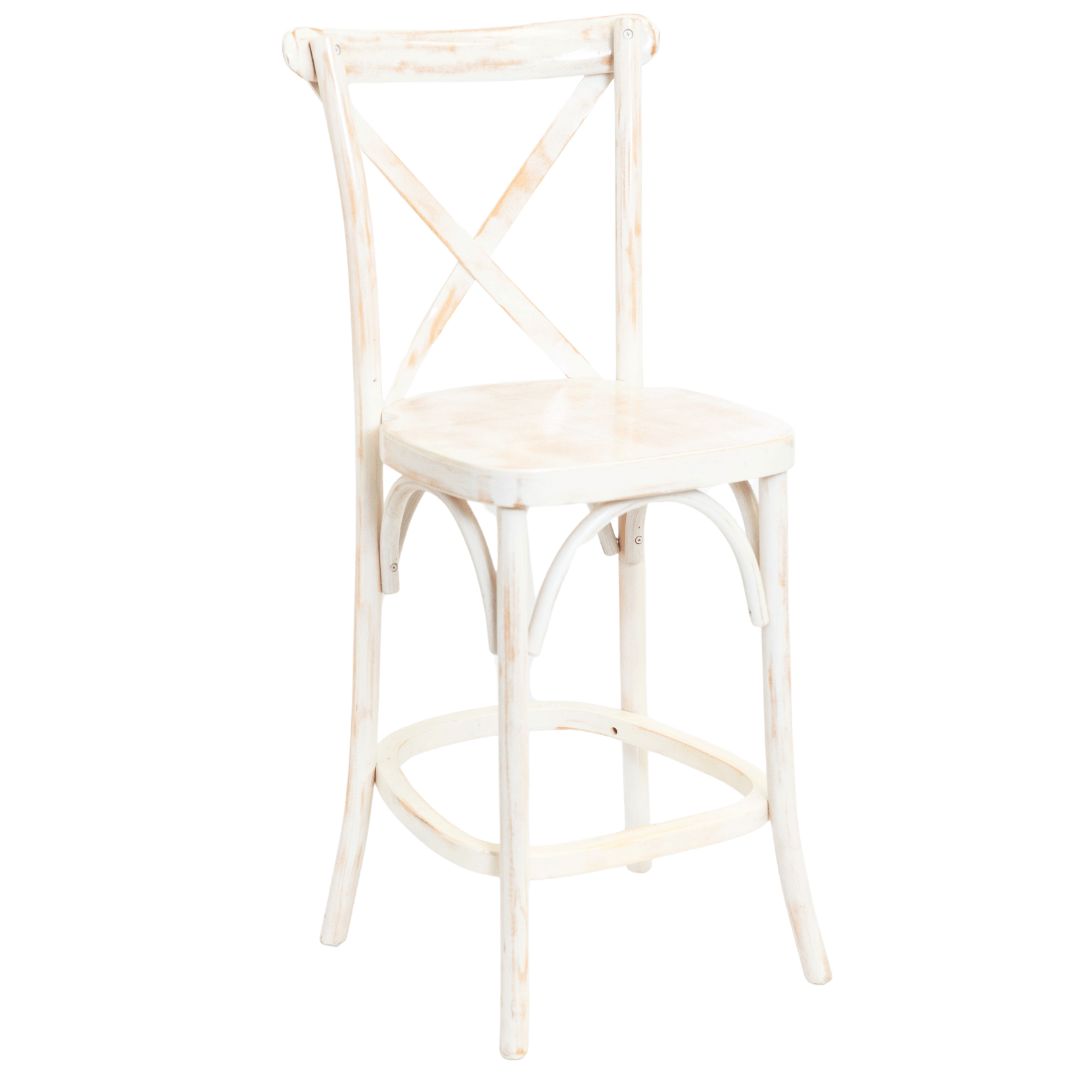 X-Back Bar Stool: Lime Washed