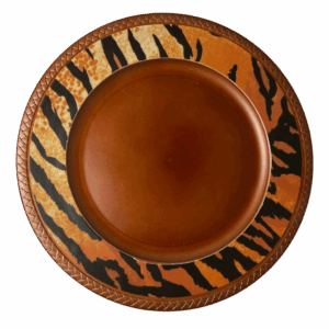 Acrylic Charger: Orange & Black Animal Print