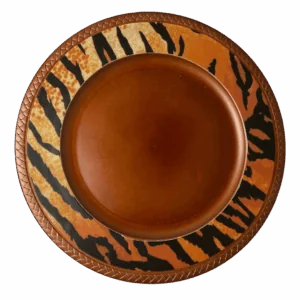 Acrylic Charger: Orange & Black Animal Print