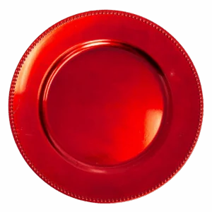 Acrylic Charger: Red Beaded