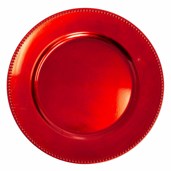 Acrylic Charger: Red Beaded