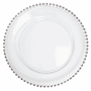 Glass Charger: Silver Beaded