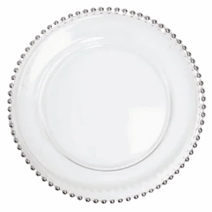 Glass Charger: Silver Beaded