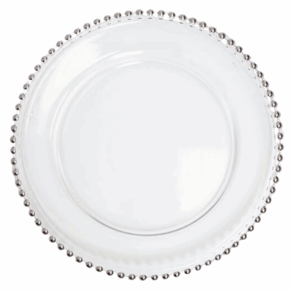 Glass Charger: Silver Beaded