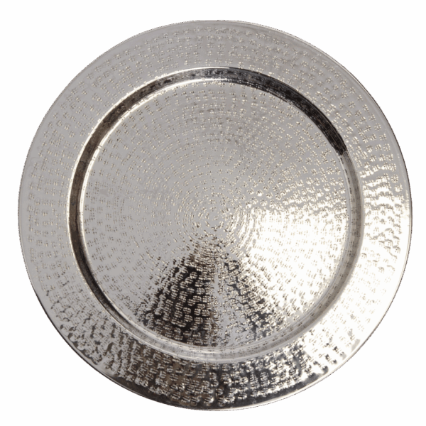Metal Charger: Silver Hammered