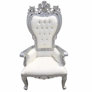 Santa Throne Chair: White & Silver