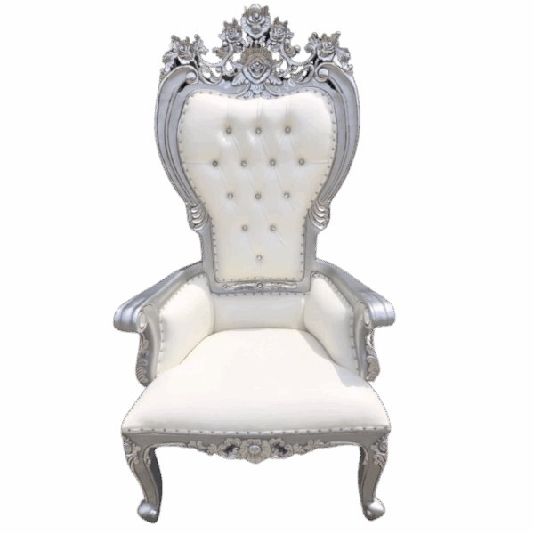 Santa Throne Chair: White & Silver