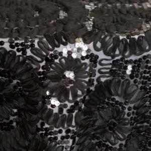Chiffon Floral Sequin: Black
