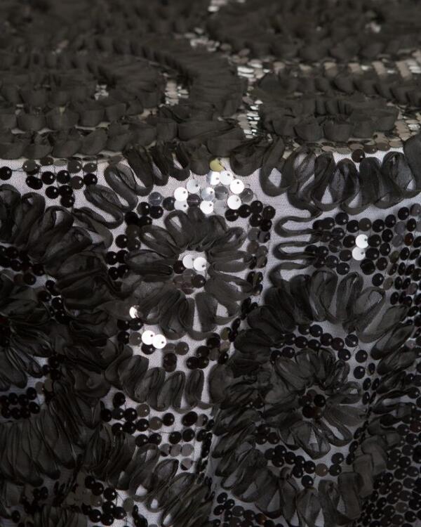 Chiffon Floral Sequin: Black